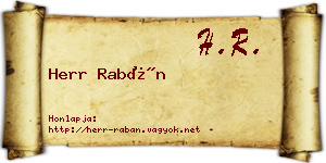 Herr Rabán névjegykártya